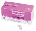 Co-codamol contain 500mg of paracetamol per 8mg of codeine. It is available behind the counter in any British pharmacy.
